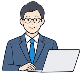 パソコンに向かう社会保険労務士のイラスト
